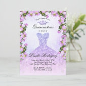 Invitation Légère Quinceanera Florale Violette (Debout devant)
