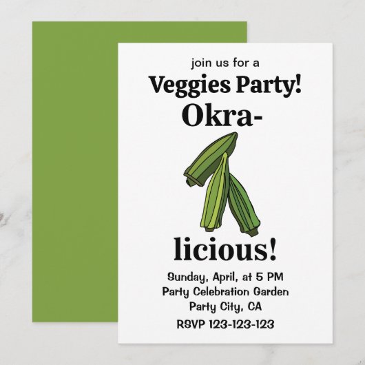 Invitation Légume Okra Légumes (Devant / Derrière)