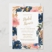 Invitation L'élégance sauvage | Navy Blush & Gold Fête des ma (Devant)