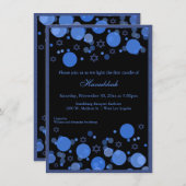 Invitation L'élégant Blue Bokeh illumine la fête de Hanoukka (Devant / Derrière)