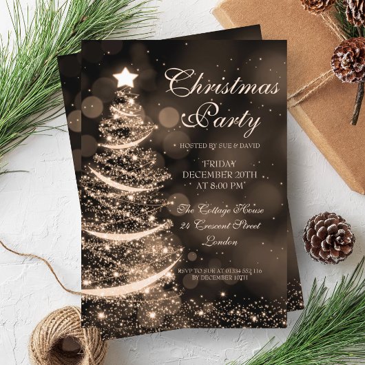 Invitation L'Elegant Gold Christma Sparkle