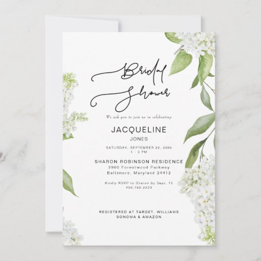 Invitation L'élégant Hydrangea Blanc pour une Baby Shower de (Devant)