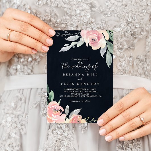 Invitation L'Élégant Mariage Floral Rose Blush