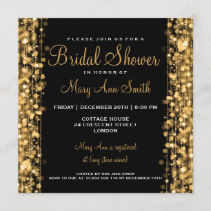 Invitation L'Élégant Parti Fête de l'mariée Sparkles Gold