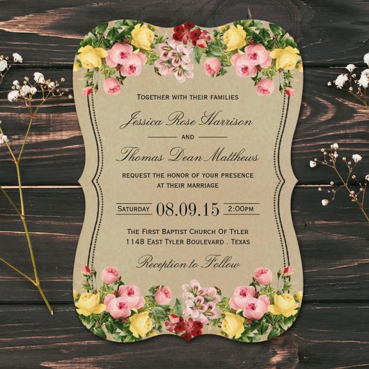 Invitation L'élégante collection Vintage de Mariages floraux