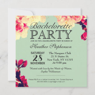 Invitation L'élégante floraison de cerisiers sur le Turquoise