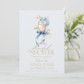 Invitation L'élégante Hydrangea Bleue Prosecco Nœud Papillon (Debout devant)