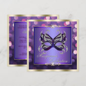 Invitation L'élégante mascarade de Bokeh éclatante de violet (Devant / Derrière)