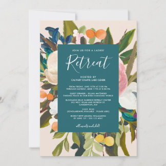 Invitation L'élégante retraite moderne Florals Dames Turquois