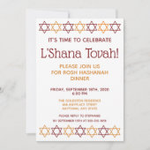 Invitation L'Élégante Rosh Hashanah Red Star de David (Devant)