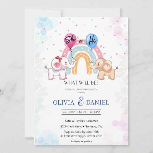 Invitation L'éléphant genre Genre Revela Invitation" (Devant)