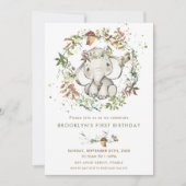 Invitation L'éléphant russe tombe un Anniversaire feutré et n (Devant)