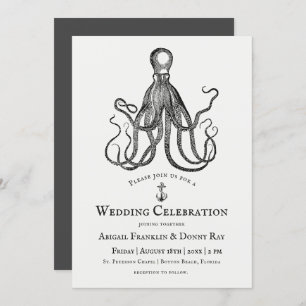 Invitation L'Embrace de l'amour   Mariage à thème Octopus