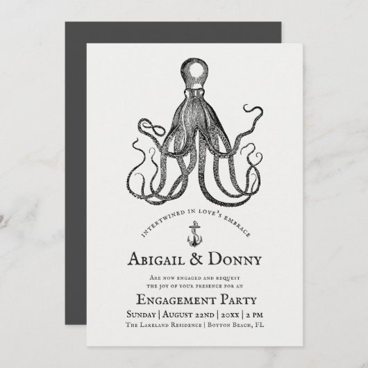 Invitation L'Embrace de l'amour | Octopus Thème d'engagement (Devant / Derrière)