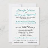 Invitation L'ÉMERAUDE de Jennifer ARROSE la réception de (Dos)