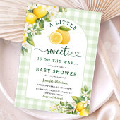 Invitation Lemon Baby Shower Green Gingham Gender Neutral
