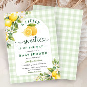 Invitation Lemon Baby Shower Green Gingham Gender Neutral