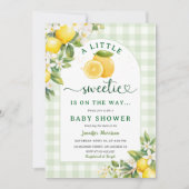Invitation Lemon Baby Shower Green Gingham Gender Neutral (Devant)