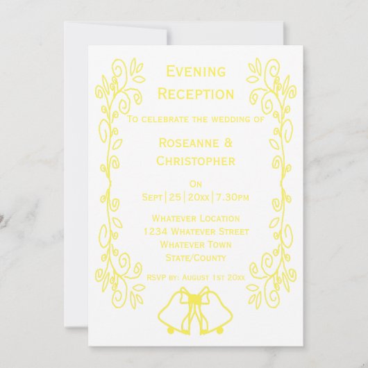 Invitation Lemon Bells Défilement Mariage Réception (Devant)