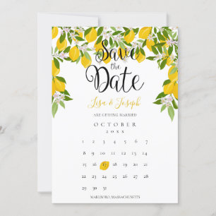 Invitation Lemon Blossom Greenery Enregistrer la date Calendr