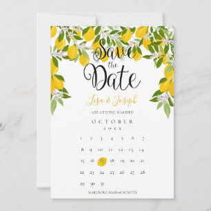 Invitation Lemon Blossom Greenery Enregistrer la date Calendr