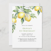 Invitation Lemon citrus 1st birthday. (Devant)