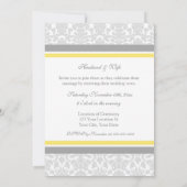 Invitation Lemon Damask Photo Mariage Vow Renouvellement Invi (Dos)