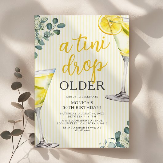 Invitation Lemon Drop Martini Adult Birthday Party