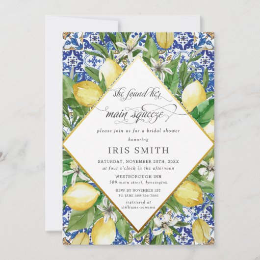 Invitation Lemon Elle A Trouvé Sa Fête des mariées De Squeeze (Devant)