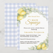 Invitation Lemon gingham blue main squeeze bow Bridal Shower (Devant / Derrière)