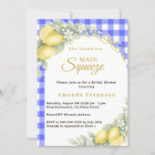 Invitation Lemon gingham blue main squeeze bow Bridal Shower (Devant)