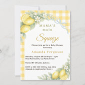 Invitation Lemon gingham squeeze blue bow boy Baby Shower (Devant)