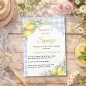 Invitation Lemon gingham squeeze blue bow boy Baby Shower
