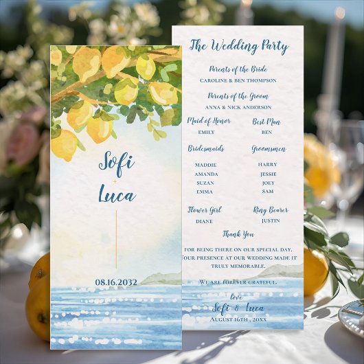 Invitation Lemon Grove Coastal  Wedding Ceremony Program