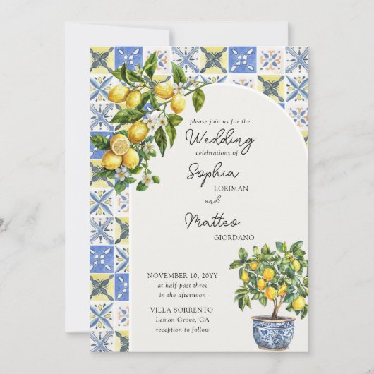 Invitation Lemon Grove Rustique méditerranéen Arche Mariage (Devant)