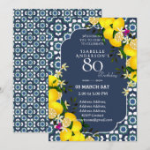 Invitation Lemon Méditerranée Bleu 80ème (Devant / Derrière)