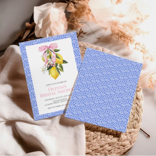 Invitation Lemon Pink Bow Coquette Mariage