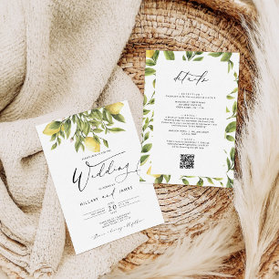 Invitation Lemon Sorrento Mariage de calligraphie de la côte 
