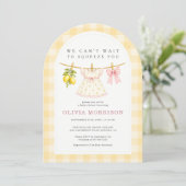 Invitation Lemon Squeeze Linge à Linge Baby Shower Fille Ging (Debout devant)