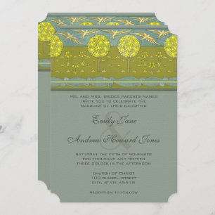 Invitation Lemon Tree Art nouveau Mariage Vintage d'oiseaux