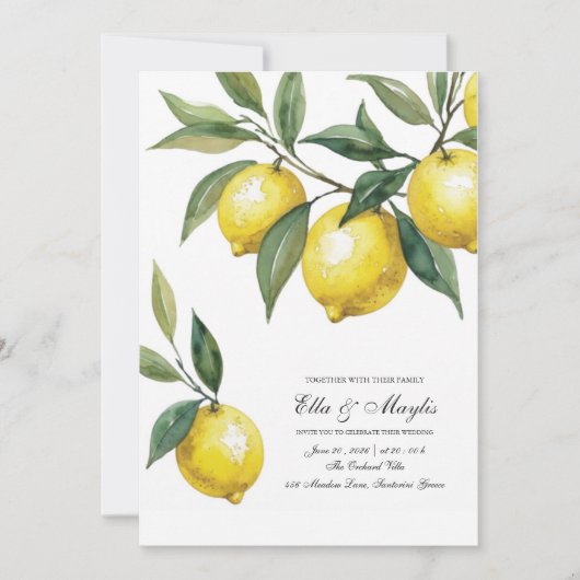 Invitation Lemon Wedding | Mediterranean Citrus (Devant)