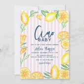 Invitation Lemon Yellow Citrus Retro Modern Baby Shower (Devant)
