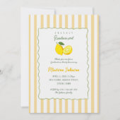 Invitation Lemon Yellow Stripe Chic Graduation Party (Devant)