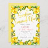 Invitation Lémonade de soleil, Lémon 1er anniversaire invitat (Devant / Derrière)