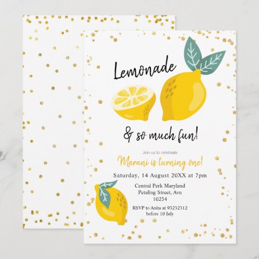 Invitation Lemonade et tellement d'invitation amusante (Devant / Derrière)