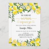 Invitation Lemonade Greenery Gold Main Squeeze Fête des marié (Devant / Derrière)