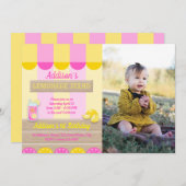 Invitation Lemonade jaune rose Premier anniversaire Photo (Devant / Derrière)
