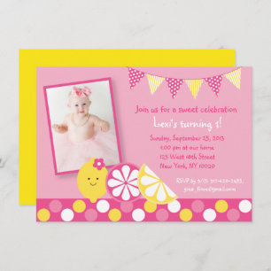 Invitation Lemonade rose 1er anniversaire