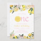 Invitation Lémonade rose Floral Premier Anniversaire Soleil (Devant)