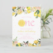 Invitation Lémonade rose Floral Premier Anniversaire Soleil (Debout devant)